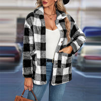 Cosy Plaid Teddy Fleece Shacket with Button Front