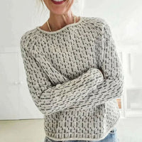 Cosy Speckled Crew Neck Sweater with Textured Knit Pattern