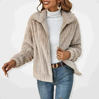 Cosy Teddy Fleece Jacket with Zip Front and Collar