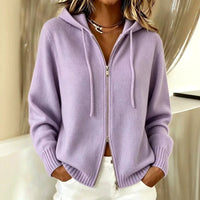 Cosy Zip-Up Hooded Cardigan with Drawstring Hood