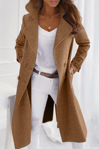 Double Breasted Wool Coat with Wide Lapels and Side Pockets