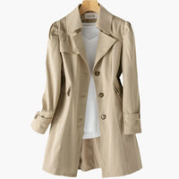 Fitted Trench Coat with Statement Buttons and Cuffed Sleeves