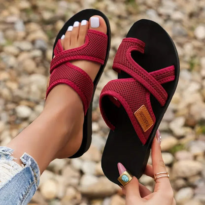 Flat Crossover Strap Sandals with Open Toe