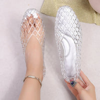 Flat Jelly Shoes with Cut-Out Lattice Design