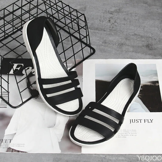 Flat Strappy Sandals with Open Toe and Cushioned Footbed