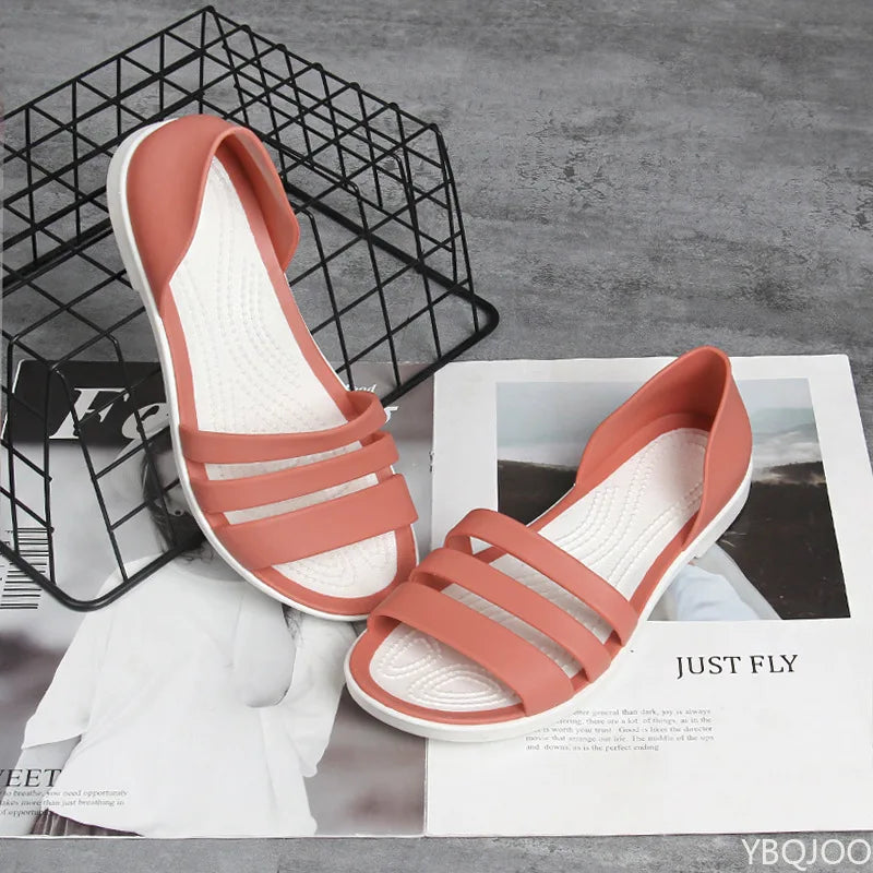 Flat Strappy Sandals with Open Toe and Cushioned Footbed