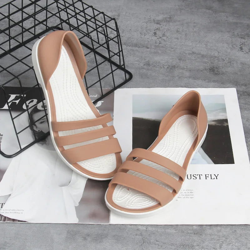 Flat Strappy Sandals with Open Toe and Cushioned Footbed