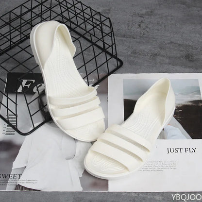 Flat Strappy Sandals with Open Toe and Cushioned Footbed