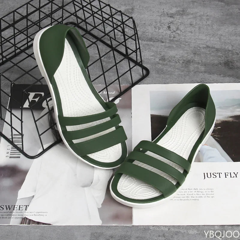 Flat Strappy Sandals with Open Toe and Cushioned Footbed