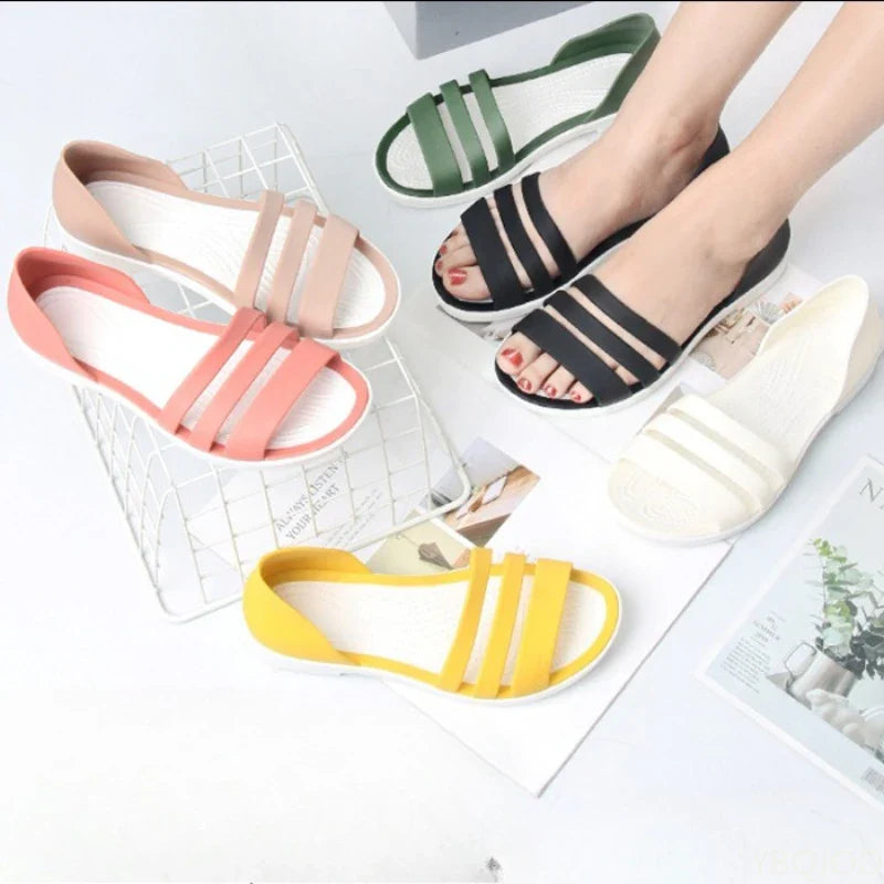 Flat Strappy Sandals with Open Toe and Cushioned Footbed
