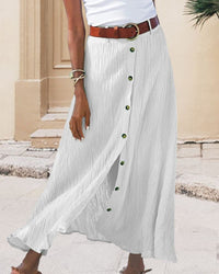 Flowy Linen Maxi Skirt with Button Front Detail