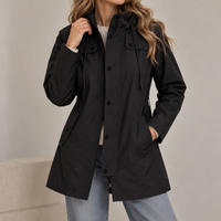 Hooded Waterproof Rain Jacket with Check Lining