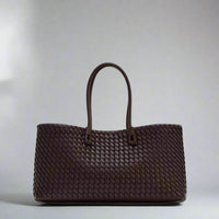 Large Woven Leather Tote Bag with Knotted Handles