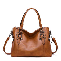 Leather Shoulder Bag with Buckle Detail and Detachable Strap