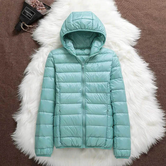 Lightweight Hooded Puffer Jacket with Zip Closure