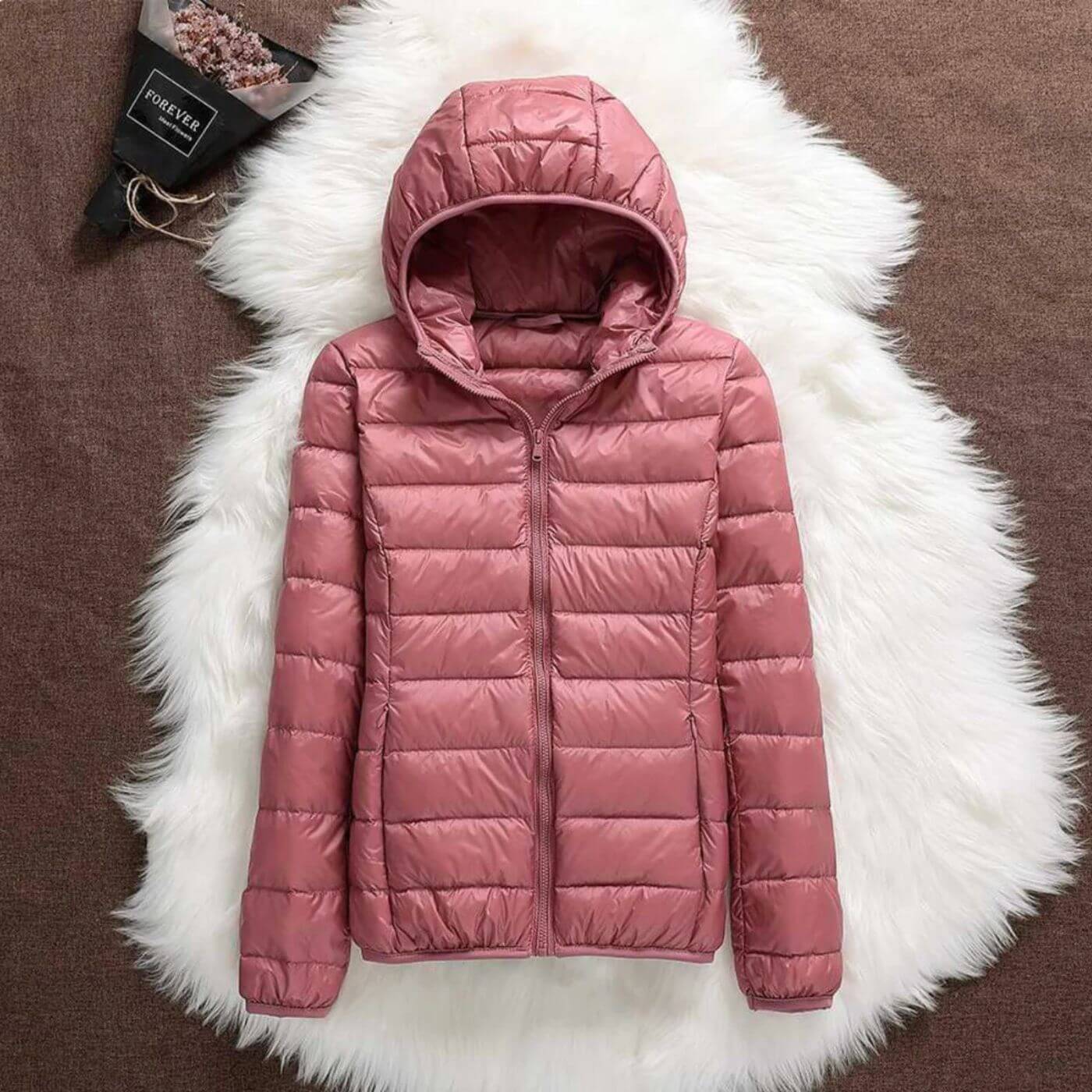 Lightweight Hooded Puffer Jacket with Zip Closure