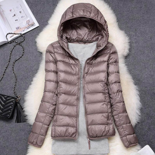 Lightweight Hooded Puffer Jacket with Zip Closure