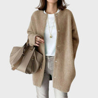 Oversized Knit Cardigan with Snap Button Front and Long Length
