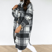Oversized Plaid Shacket with Button Front and Chest Pockets
