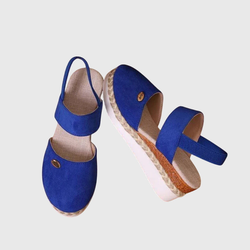 Platform Espadrille Wedge Sandals with Elastic Slingback Strap