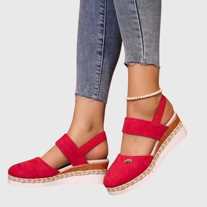 Platform Espadrille Wedge Sandals with Elastic Slingback Strap