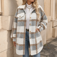 Plush Check Sherpa Shacket with Chest Pocket