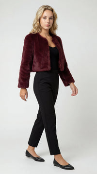 Plush Cropped Faux Fur Jacket with Open Front