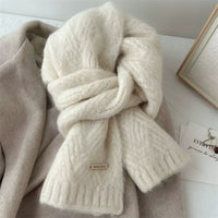Plush Fluffy Knit Scarf with Cable Texture