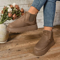 Plush Suede Platform Ankle Boots with Fur Lining