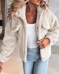 Plush Teddy Fleece Jacket with Chest Pockets