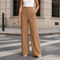 Polished High Waist Wide Leg Trousers with Pleated Front