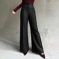 Polished High Waist Wide Leg Trousers with V-Waistband Detail