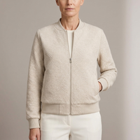 Quilted Bomber Jacket with Diamond Texture and Ribbed Trim