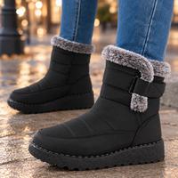 Quilted Winter Ankle Boots with Plush Fur Collar and Buckle Strap