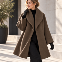 Refined Wool Swing Coat with Wide Shawl Collar