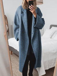 Relaxed Double Breasted Wool Coat with Wide Lapels