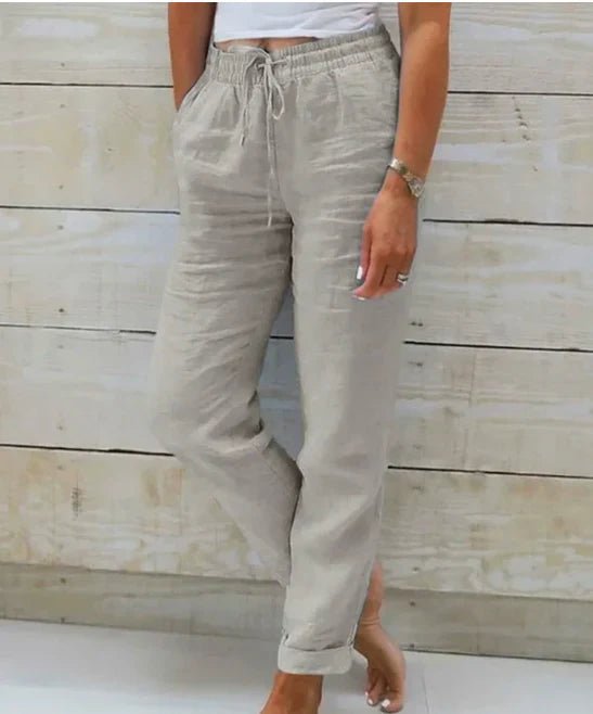 Relaxed Linen Trousers with Elasticated Drawstring Waist