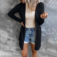 Relaxed Long Cardigan with Snap Button Front