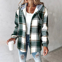Relaxed Plaid Shacket with Fleece-Lined Hood