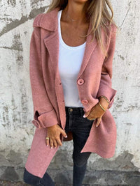 Relaxed Wool Coat with Wide Collar and Rolled Cuffs