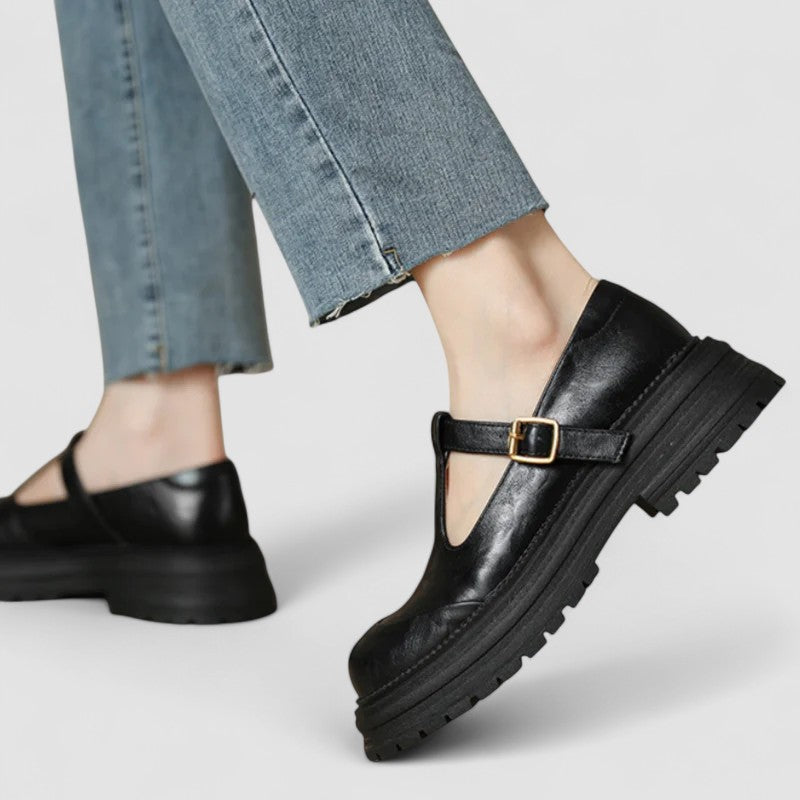 Retro Chunky Platform Mary Jane Shoes with T-Bar Buckle