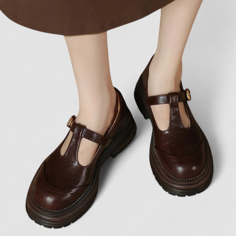 Retro Chunky Platform Mary Jane Shoes with T-Bar Buckle