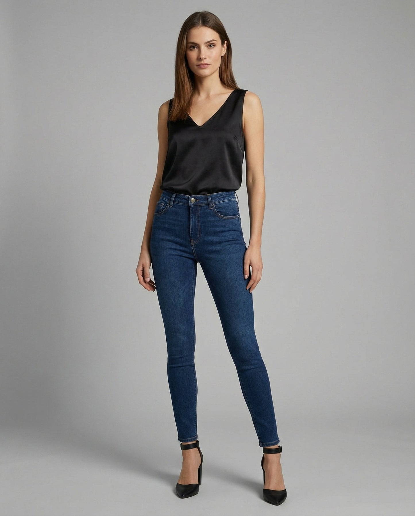 Satin Camisole Top with V-Neckline