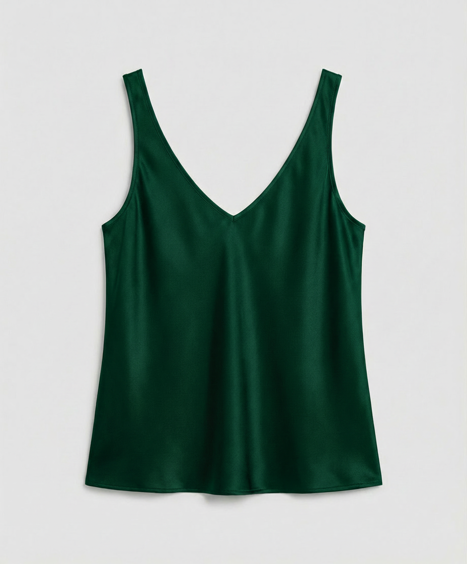Satin Camisole Top with V-Neckline