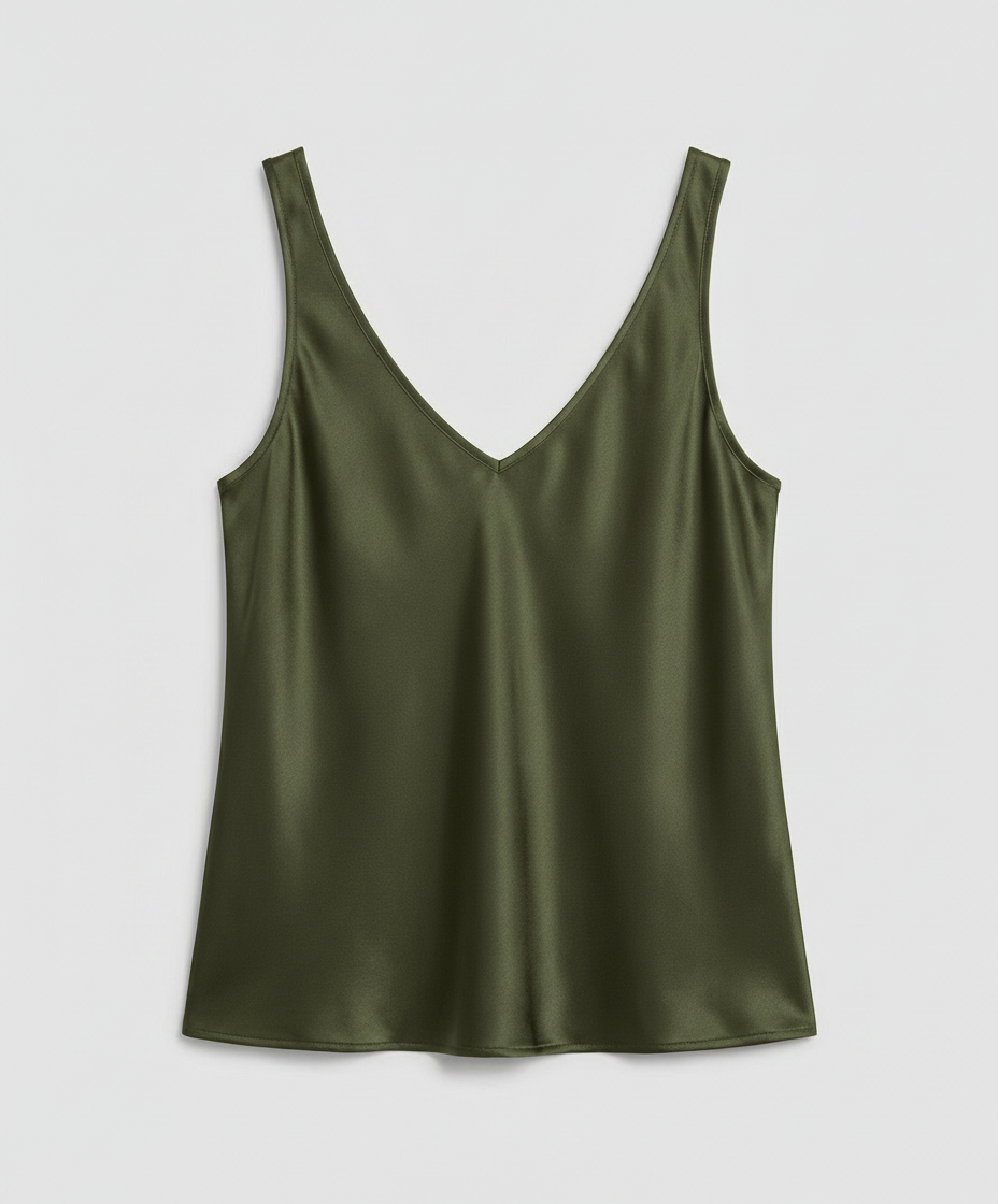 Satin Camisole Top with V-Neckline
