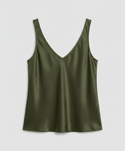 Satin Camisole Top with V-Neckline
