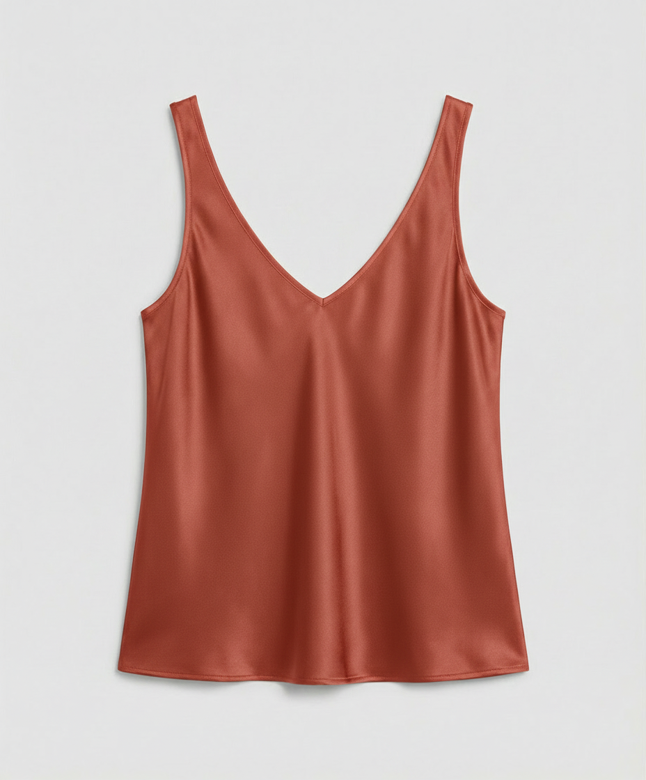 Satin Camisole Top with V-Neckline