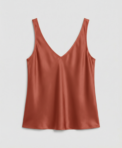 Satin Camisole Top with V-Neckline