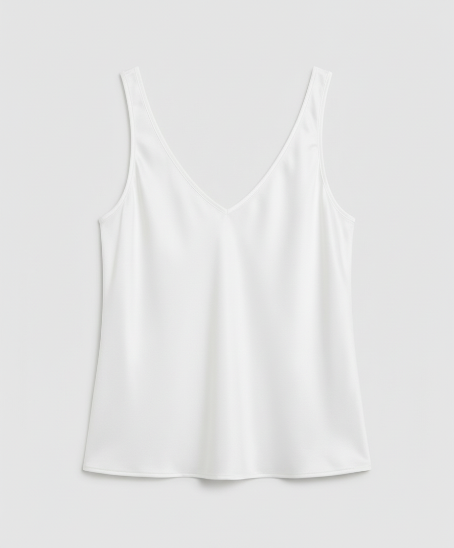 Satin Camisole Top with V-Neckline