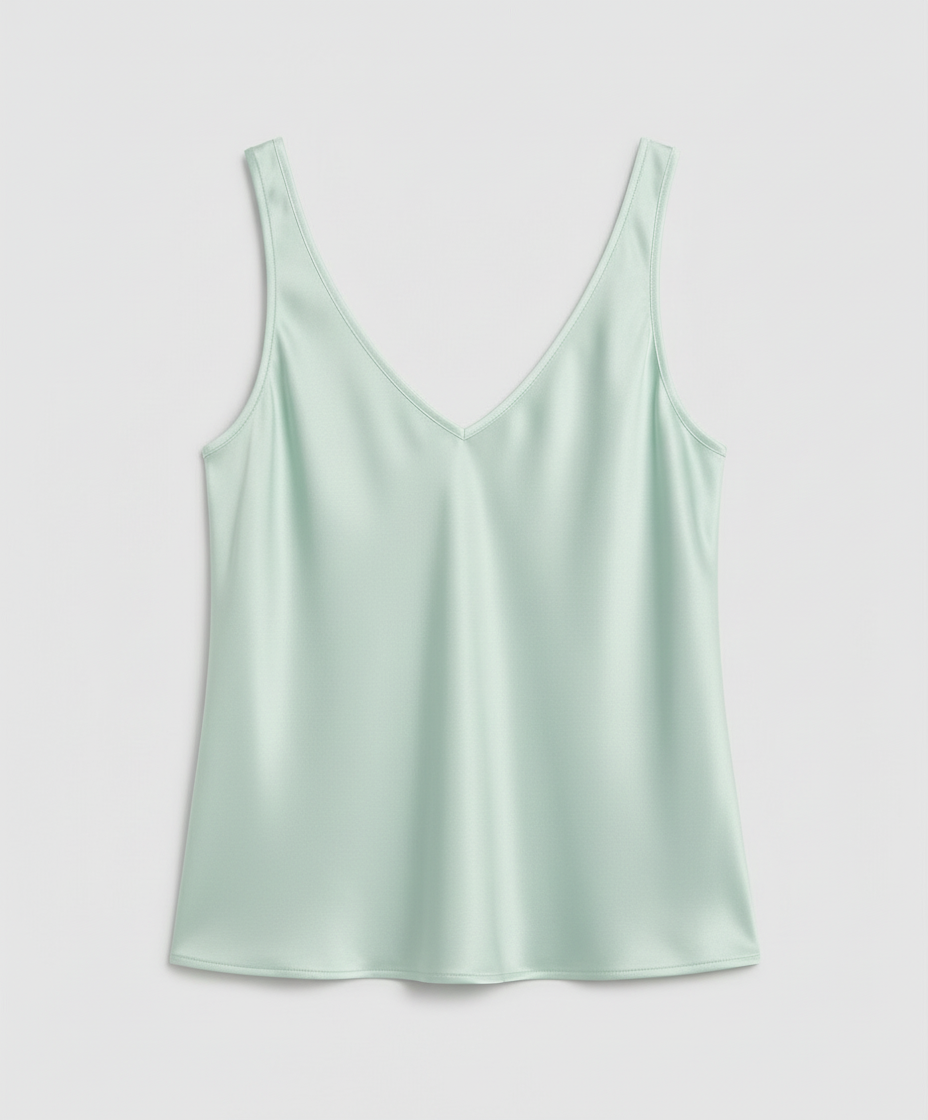 Satin Camisole Top with V-Neckline